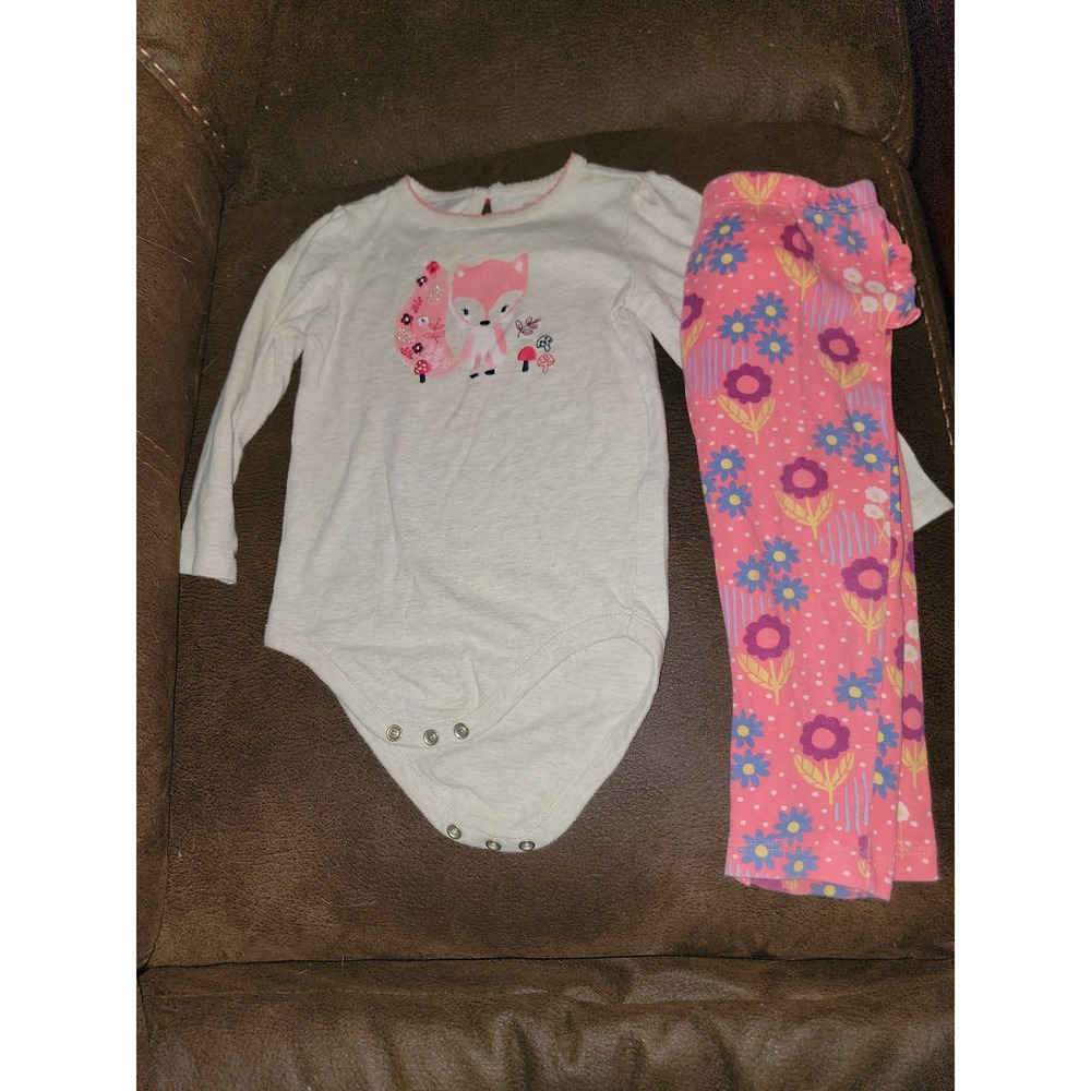 Gymboree layette line fox floral bodysuit and pants 18 24 months